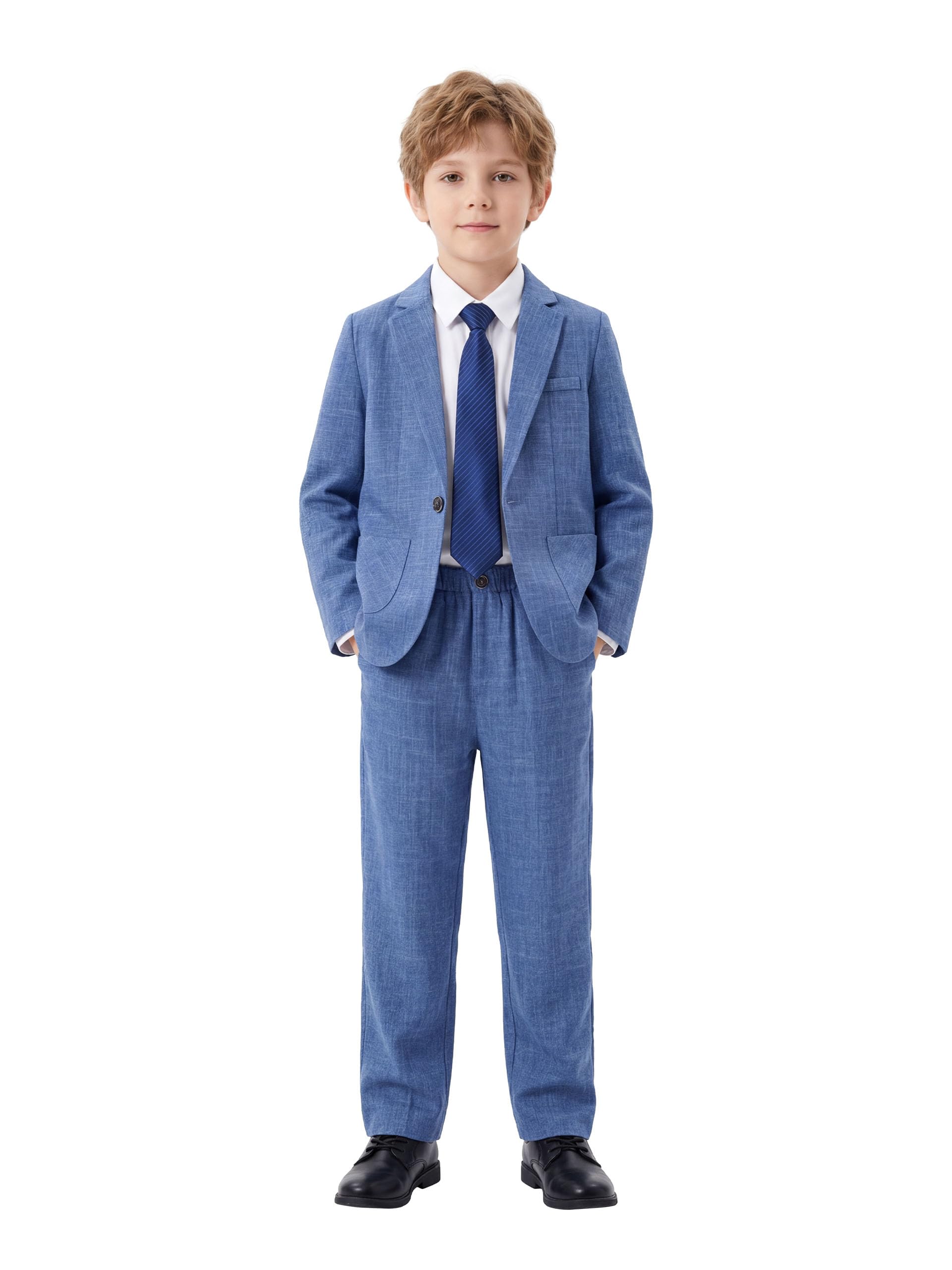 LOLANTA Costume Enfant, Ensemble 2 Pièces Garçons Tenues de Fête de Mariage Blazer et Pantalon, Tenue de Bal, 3-13 Ans