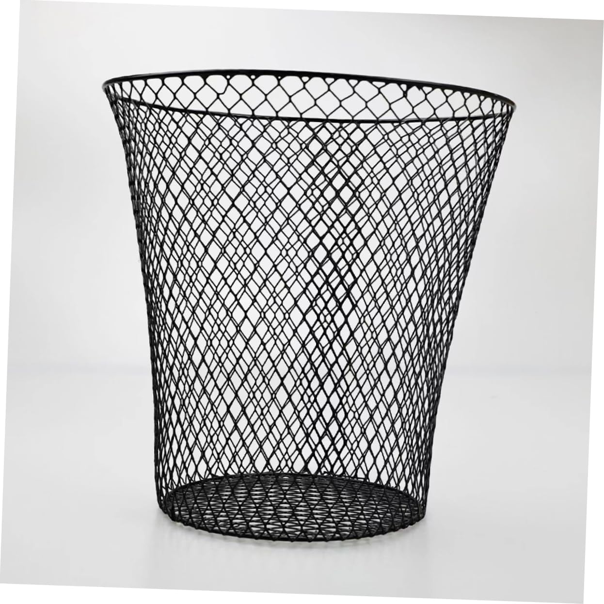 Iron Woven Storage Basket Capacity Compost Bin Kitchen Office Waste Container Black Versatile Storage