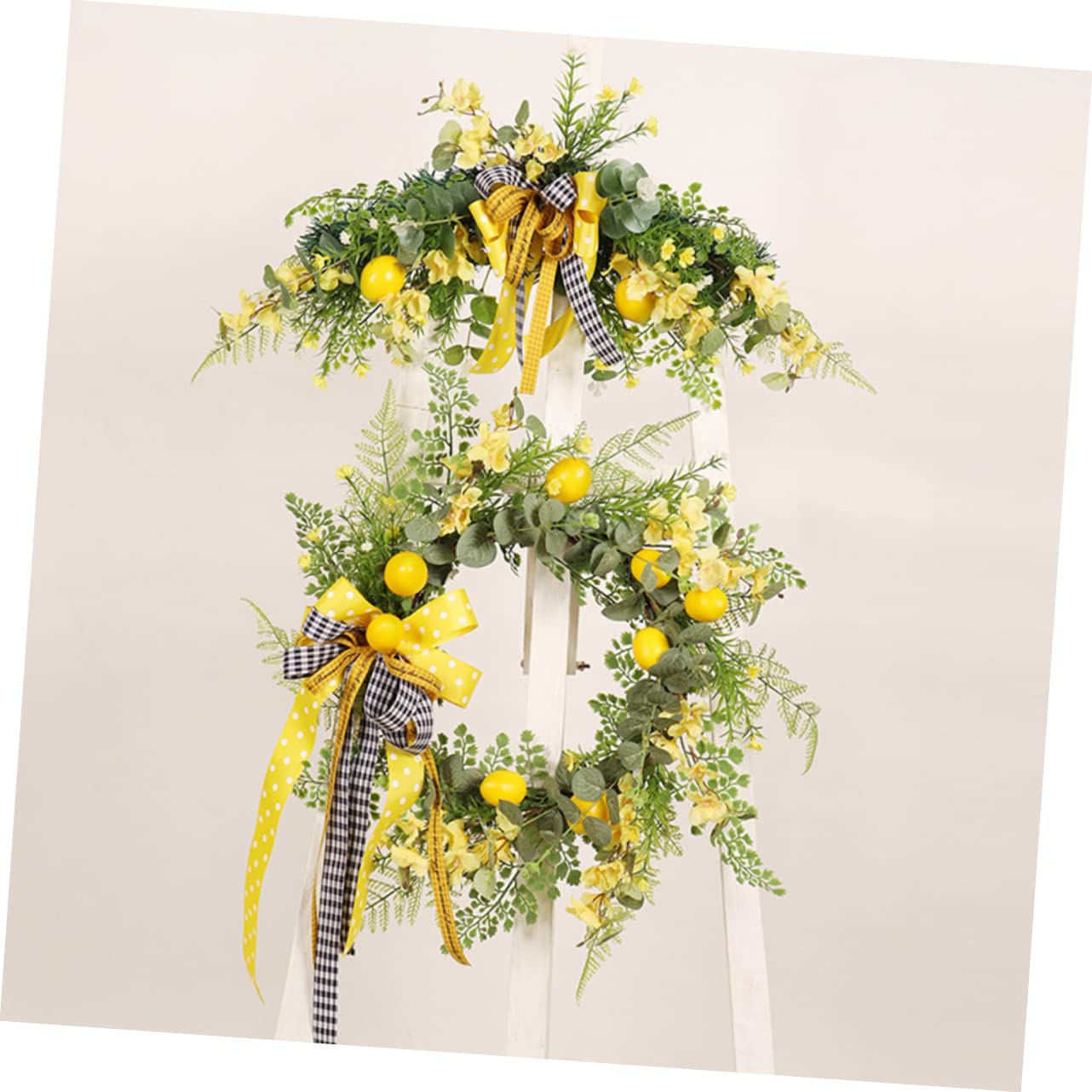 Ghirlanda Estiva ad Anello Fiori di Seta Realistici | Limoni Finti per Decorazioni, Ghirlande Fuoriporta per Accogliere Ospiti, Atmosfera Estiva