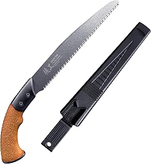 KAKURI Japanese Pruning Saw with Sheath 8.2" for Tree Trimming - Hand Tree Saw for Gardening, Camping, Bushcraft - Non Slip Cork Handle - Made in Japan