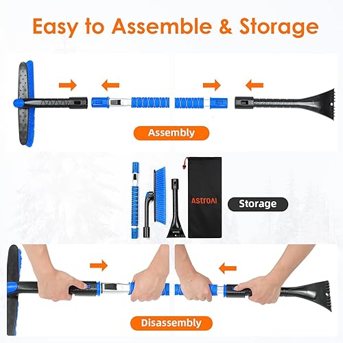 Vista 23 de AstroAI - Rascador de hielo y cepillo extensible para nieve Naranja