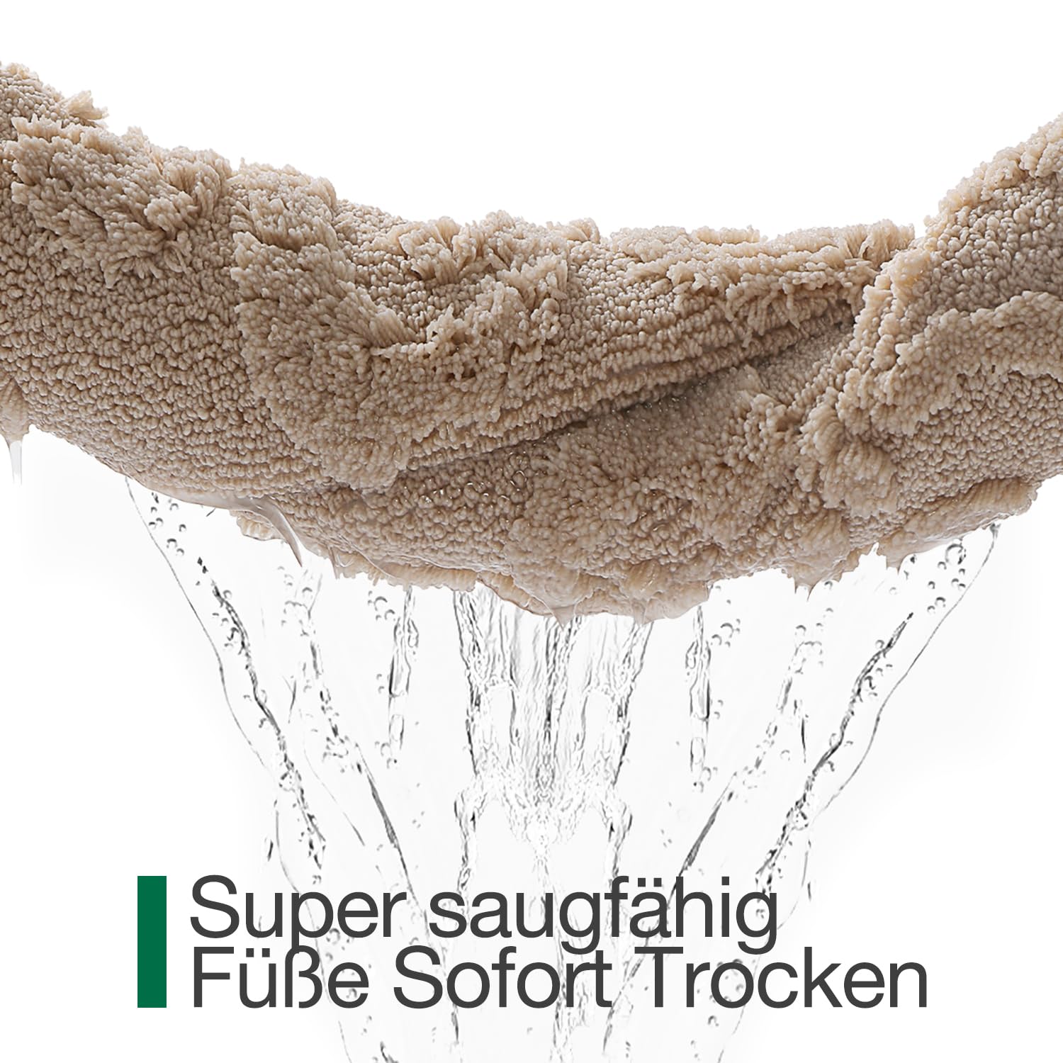 LUMI rutschfeste Badematte, Saugfähig und Waschbar, Beige, 60 x 110 cm | Weiche Mikrofaser-Badteppich, Schnelltrocknend Badezimmerteppich, Ideal für Bad, Badewanne, Dusche, Waschbecken, Hotelzimmer