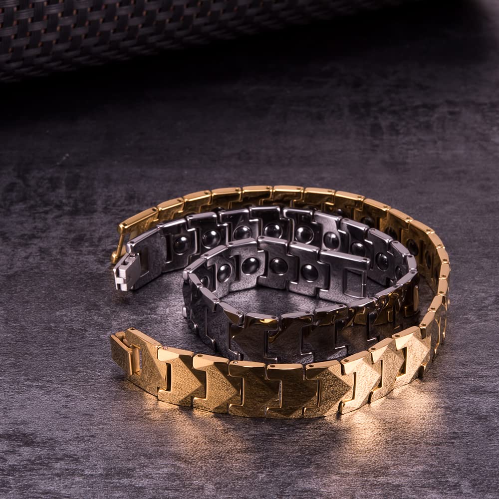 YSJNGF Charm-Armband Homme Goldkette Energie Hämatit-Armband Männliches Armband für Männer 12mm Pfeil-Armband Magnetarmband Geschenkschmuck (Farbe: Gold)