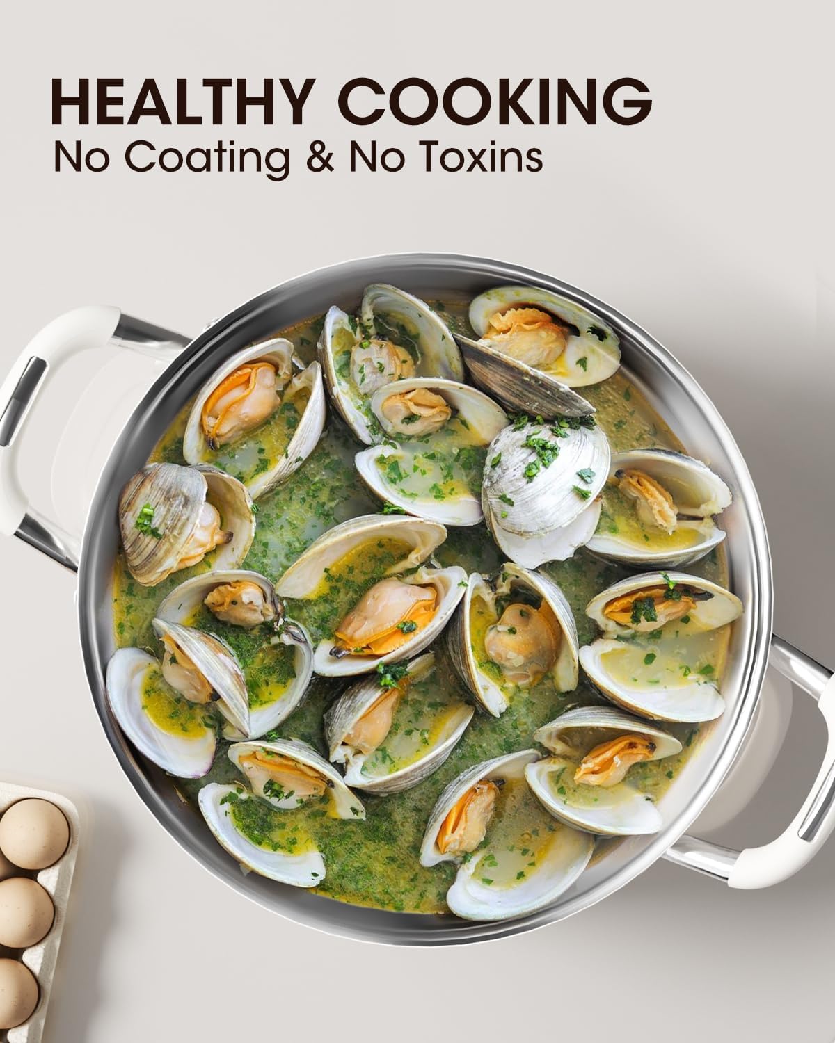 Stockpot 6 Quart, Tri-Ply 18/10 Stainless Steel Stock Pot with Lid, Induction Ready Cooking Pot for All Cooktops, Dishwasher Safe Soup Pot for Kitchen, Home, Gift for Cooker Mom and Dad - Image 5