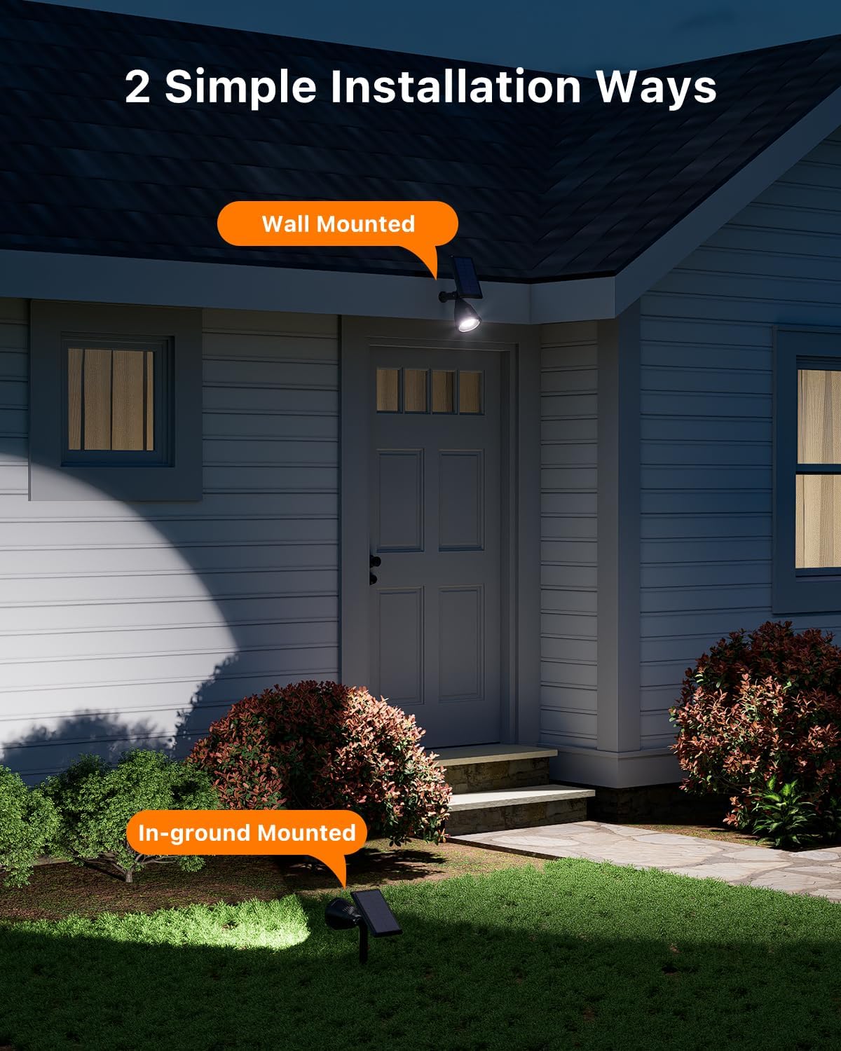 4 Pack Solar Powered Spotlights Outdoor Waterproof for Tree, Flag, House, Ground Landscape Bright Sunset Spot Lights for Outside Yard, Garden, Lawn, Driveway with Adjustable Lamp & Panel, Cool White