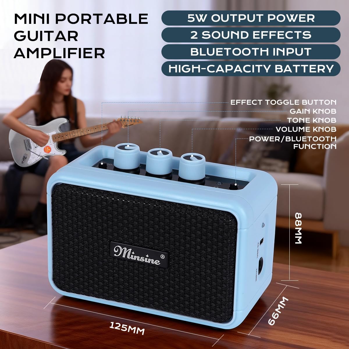 Solid Body Electric Guitar Kit -39in Starter Guitar Kit with Metallic finish, Guitar Case, Amplifier Gig Bag, Strings, Strap, Cable, Picks(Silver)