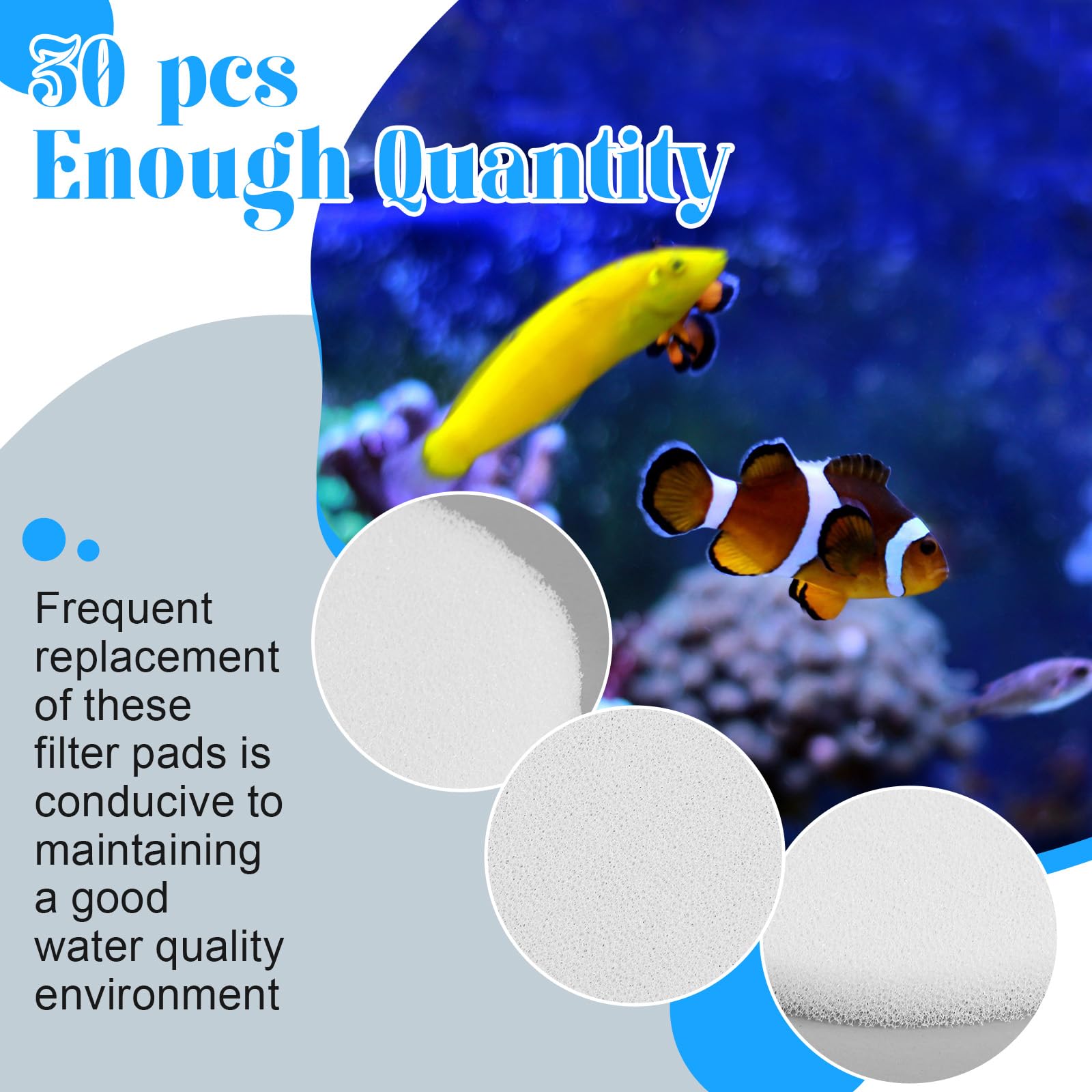 Pangda 30 Pcs Water Polishing Filter Pads Compatible with Fluval Fx4, Fx5, Fx6 Aquarium Filter