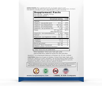 Supplement Powder | 30 Packets Single Serve Travel Size | 5,500mg of L-arginine Plus 1,100mg L-Citrulline, Grape