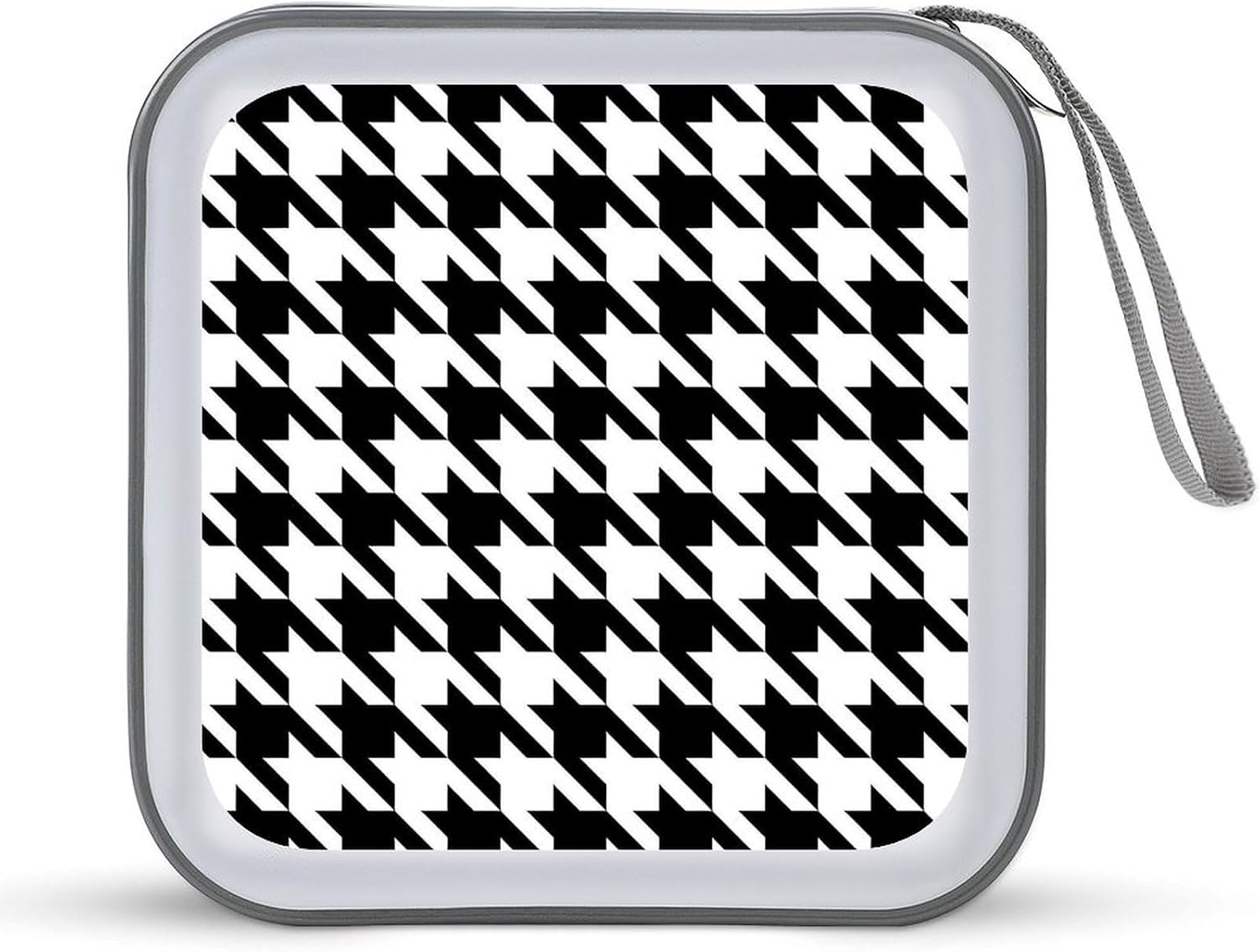 Houndstooth Black CD Case 40 Capacity CD Holder Organizer Portable Zipper DVD Collection Storage Bag Compact Cases Storage Binder Plastic Holder Disc Car Home Travel
