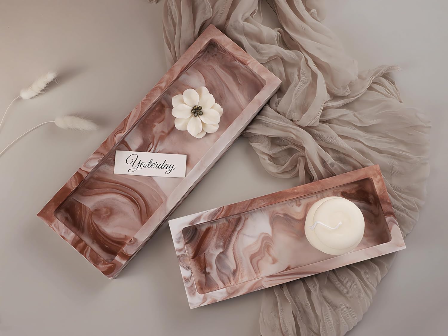 2 Pack Rectangular Tray Silicone Mold, Large Plate Resin Mold, DIY Plaster Cast Cement Concrete Rings Jewelry Storage Box Mold