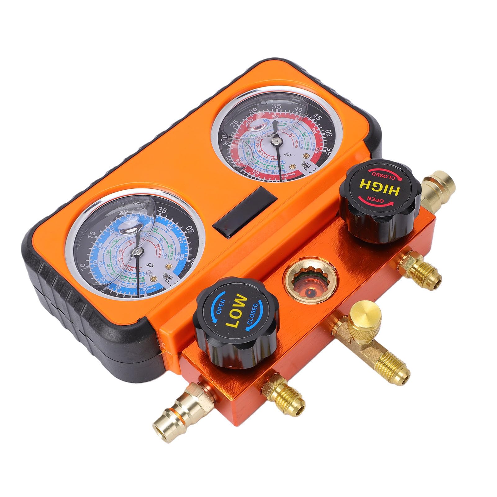 Fockety Manómetro para HVAC con Mangueras, Juego de Medidor de A/C