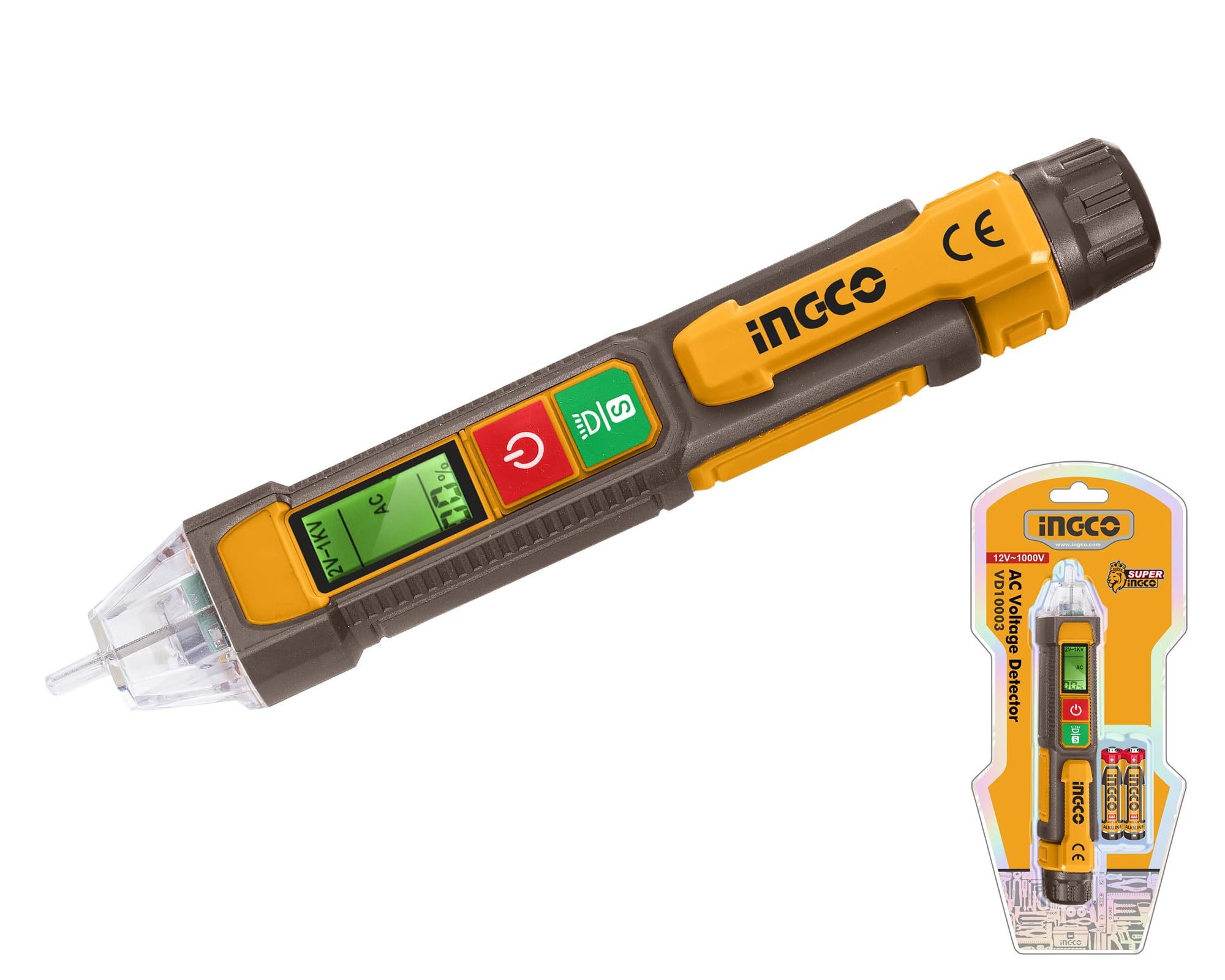 INGCO AC Voltage Detector, Non-Contact Voltage Tester, 12-1000V AC Voltage Detector Pen, Sound and light Alarm,Circuit Tester Tool with LED, Auto power off-image-10