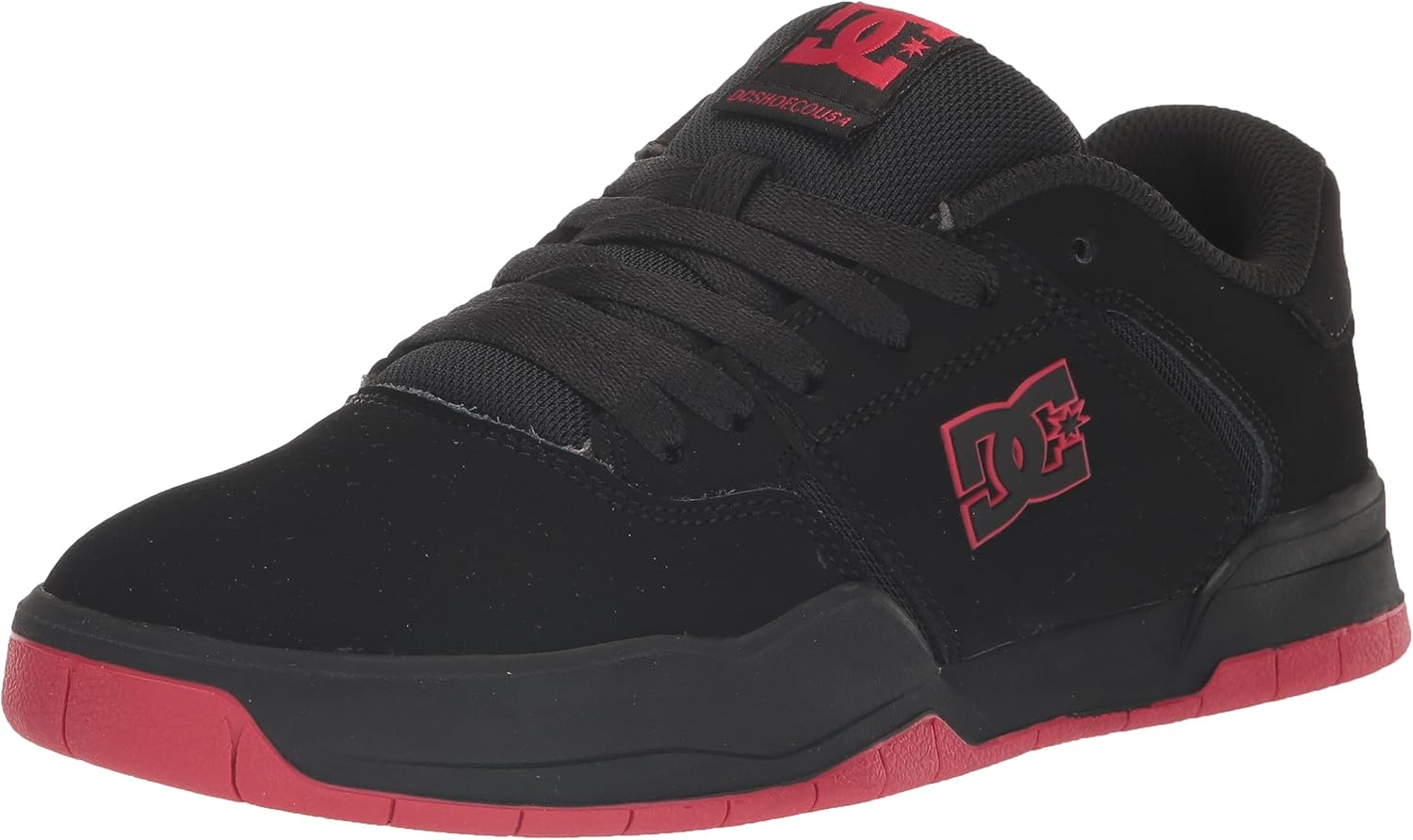 DC Men's Central Casual Skate Shoe, Black/Black/RED, 10.5