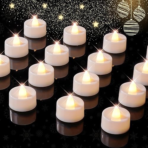 BEICHI Paquete de 12 Velas de Té con Temporizador, Velas LED con Temporizador Operadas a Batería, Velas de Té Sin Llama con Temporizador de 6 Horas