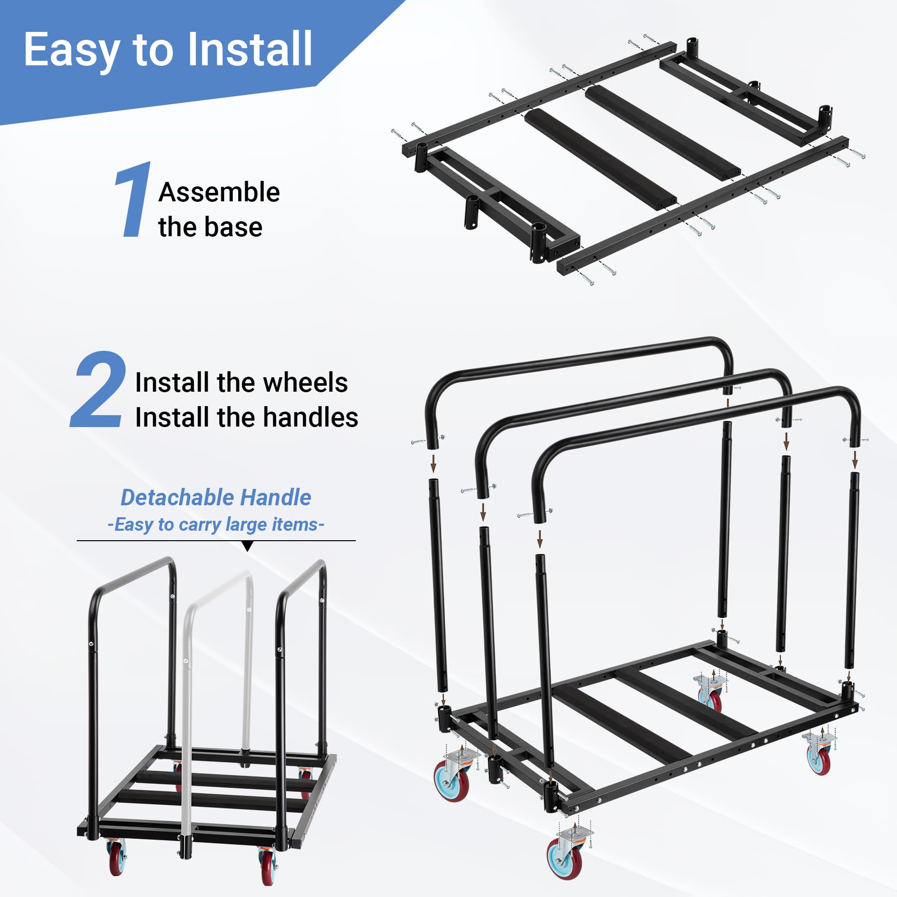 Heavy Duty Folding Table Cart - 2000 lb Capacity -7