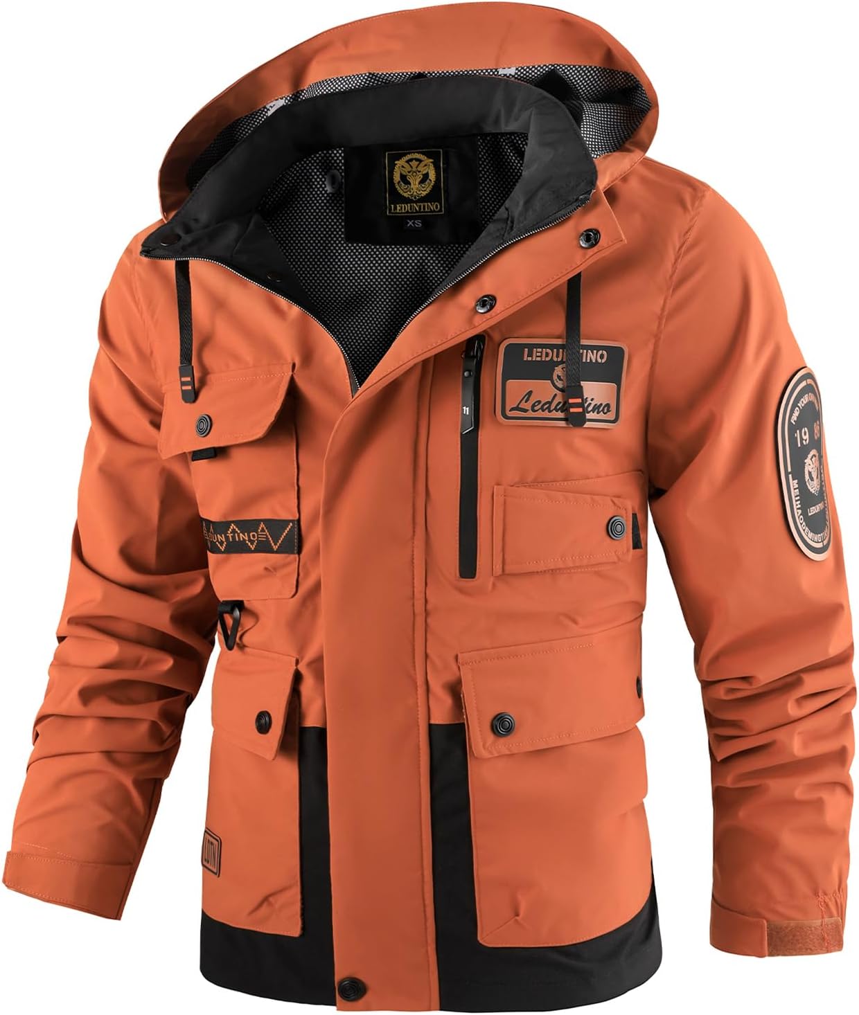 Men's Winter Skiing Jacket Water-Resistant Fleece-Lined Casual Coat Composite Outdoor Apparel with Hood