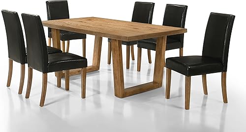 Miniatura 2 de Juego de sillas de mesa de cocina para comedor, modelo 3091, 7 piezas, color madera flotante, juego completo 1 mesa con 6 sillas