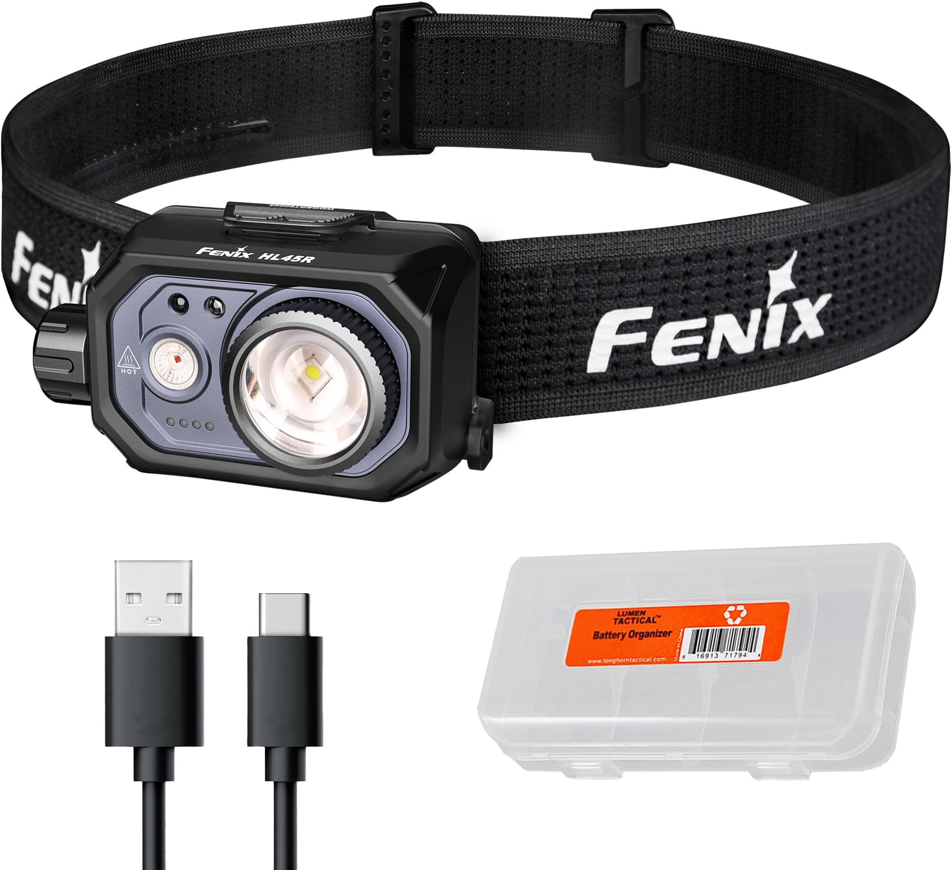 HL45R 1000 Lumen Zoomable Headlamp, USB-C Rechargeable, 3X AAA Dual Fuel, Gesture Sensing, Adjustable Focus with Floodlight,Spotlight, Red Light and Organizer