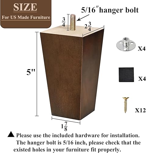 Miniatura 2 de AORYVIC Patas de sofá de 5 pulgadas, patas de madera para muebles, paquete de 4 patas de sofá piramidales, patas de repuesto modernas de mediados de