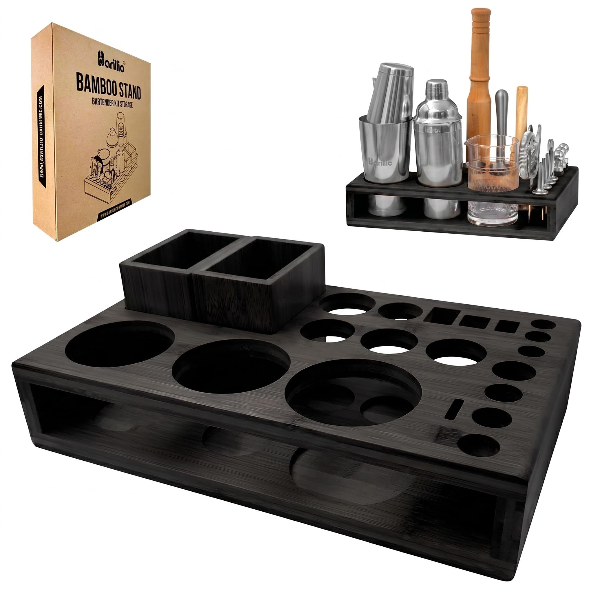 Barillio Black Bamboo Stand for Bartender Kit Storage (Bar Tools are Not Included) | Cock…