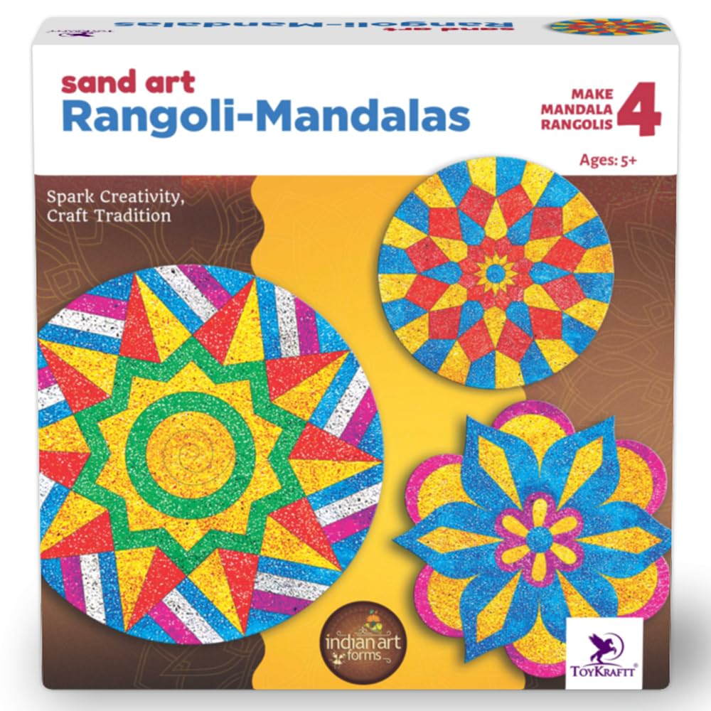 Sponsored Ad - Rangoli Art Kids Mandalas, Sand Art Kit Mandala, Sand Art Activity Kit for Kids, Art and Craft, Diwali Gift for 5+ Year olds Boys Girls
