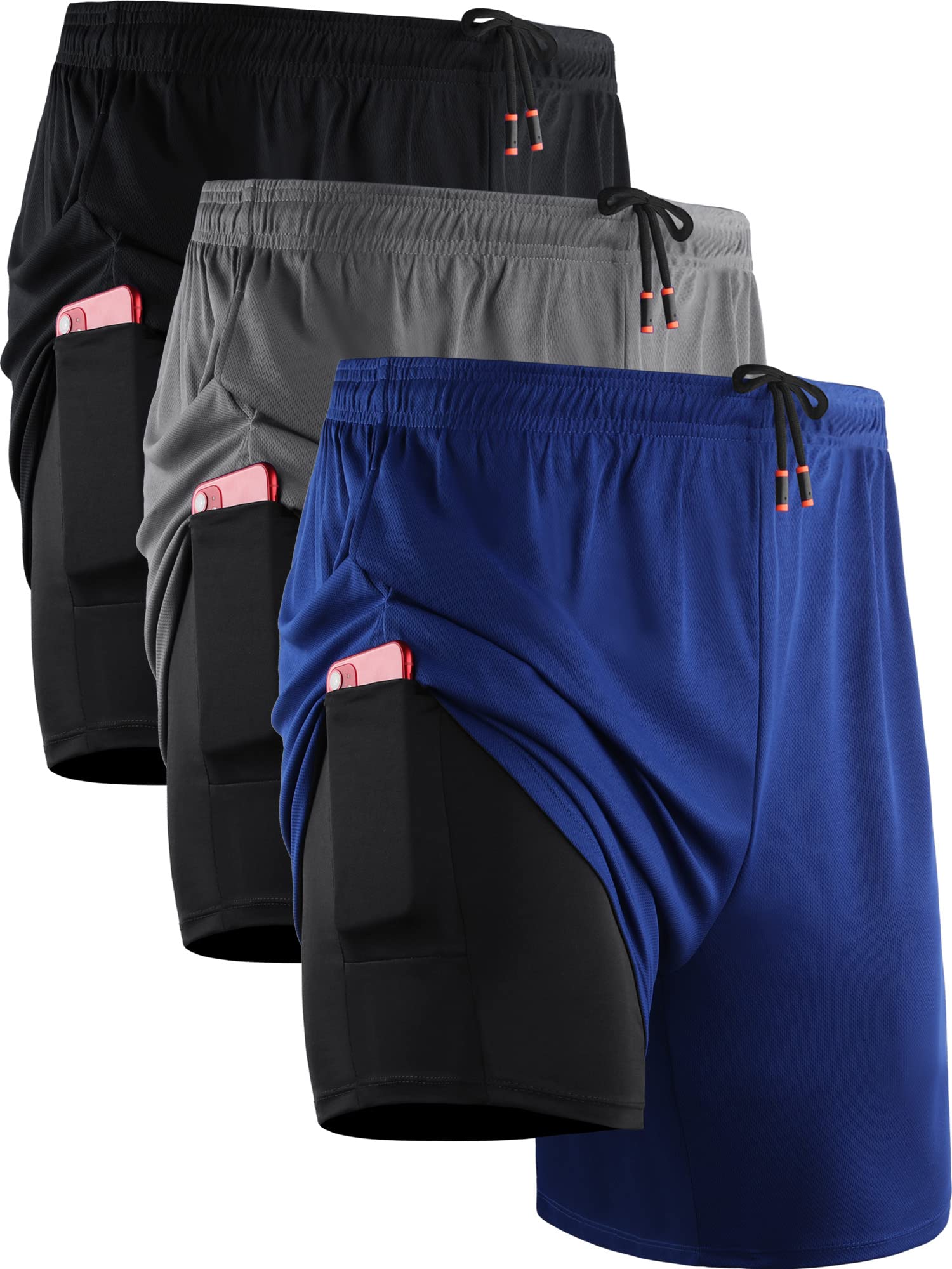Sponsored Ad - Men's 2 in 1 Running Shorts with Liner,Dry Fit Workout Shorts with Pockets