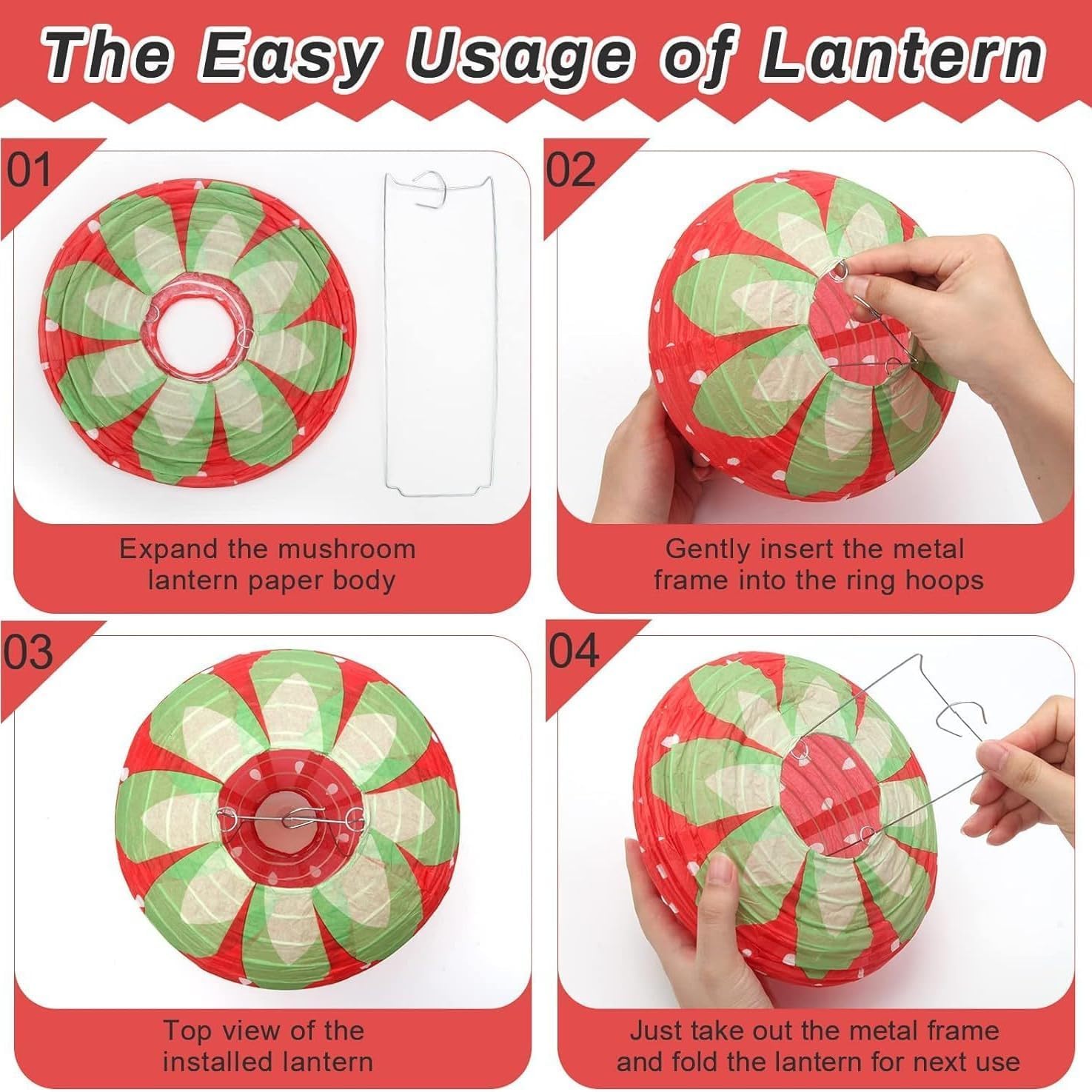 Strawberry Paper Lanterns, 8" & 12" Large Strawberry Hanging Lantern, Strawberry Hanging Decorations for Fruit Theme Birthday Party Decor(8 Pcs, Red & Pink) - Image 3