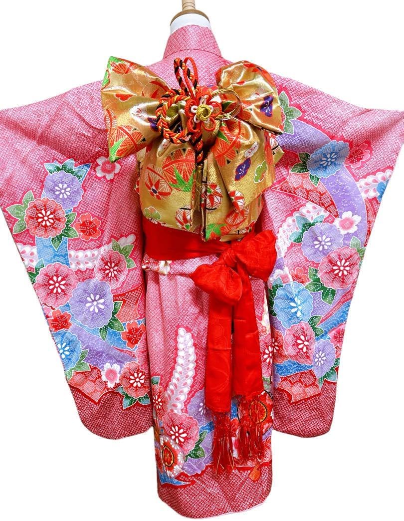 正絹鹿の子柄七五三 7歳 女の子 セット 一式 本格 ピンク系 正絹鹿の子柄♡