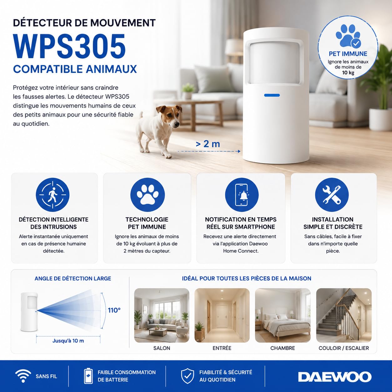 Alarma de casa conectada sin suscripción – Daewoo Security Smart Protect Remote MAX con cámaras HD, Sirena Solar y 8 contactores de Puerta – Compatible con Alexa & Google Home
