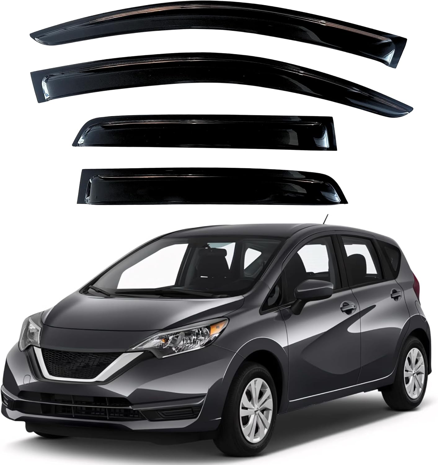 KPY Window Visor Compatible with Nissan Versa Note Hatchback 2014-2019, 4PC Rain Guard Side Window Vent Deflectors Tape-On Style, 2014 2015 2016 2017 2018 2019 14-19 Versa Note Hatchback