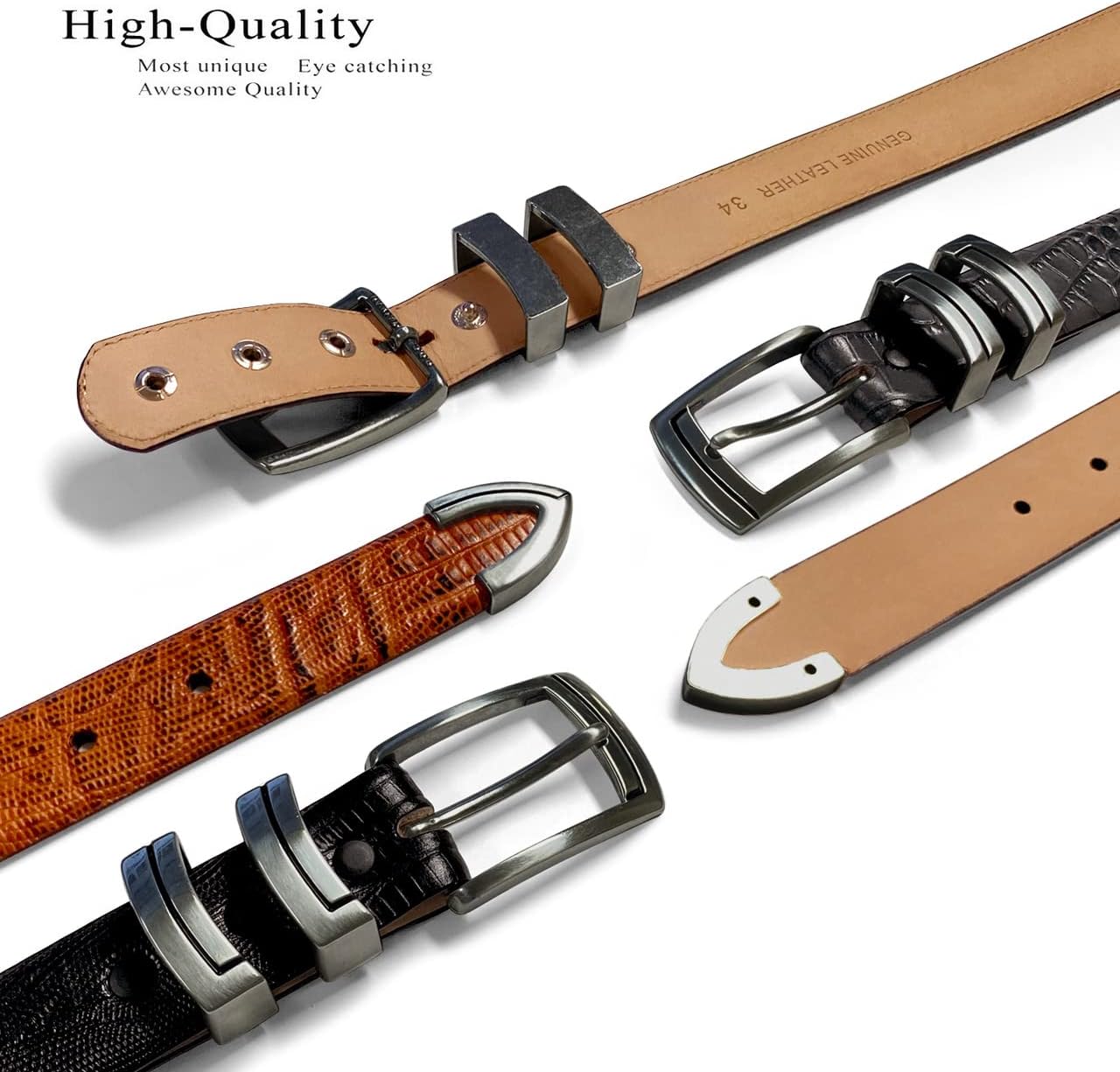 BS8191 Genuine Full-Grain Cowhide Leather Designer Golf Dress Belt 1-1/8"(30mm) Wide image 5