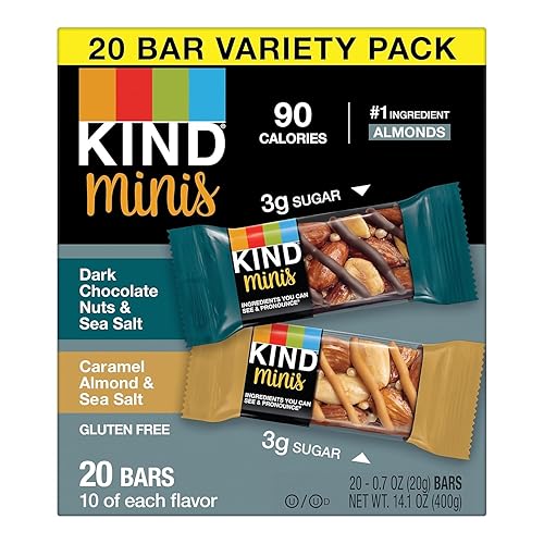 Vista 5 de KIND Minis, nueces de chocolate oscuro y sal marina/caramelo almendra y sal marina, 14 onzas (paquete de 20)