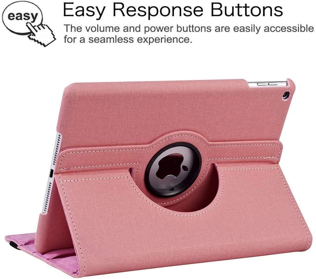 iPad Mini 1/2/3 Case 360 Degree Rotating Stand Case Cover with Auto Sleep/Wake Feature Smart Fashionable Denim Fabrics Cover for iPad Mini 3 case/ipad Mini 2 case/ipad Mini 1 case(Pink-NZ)