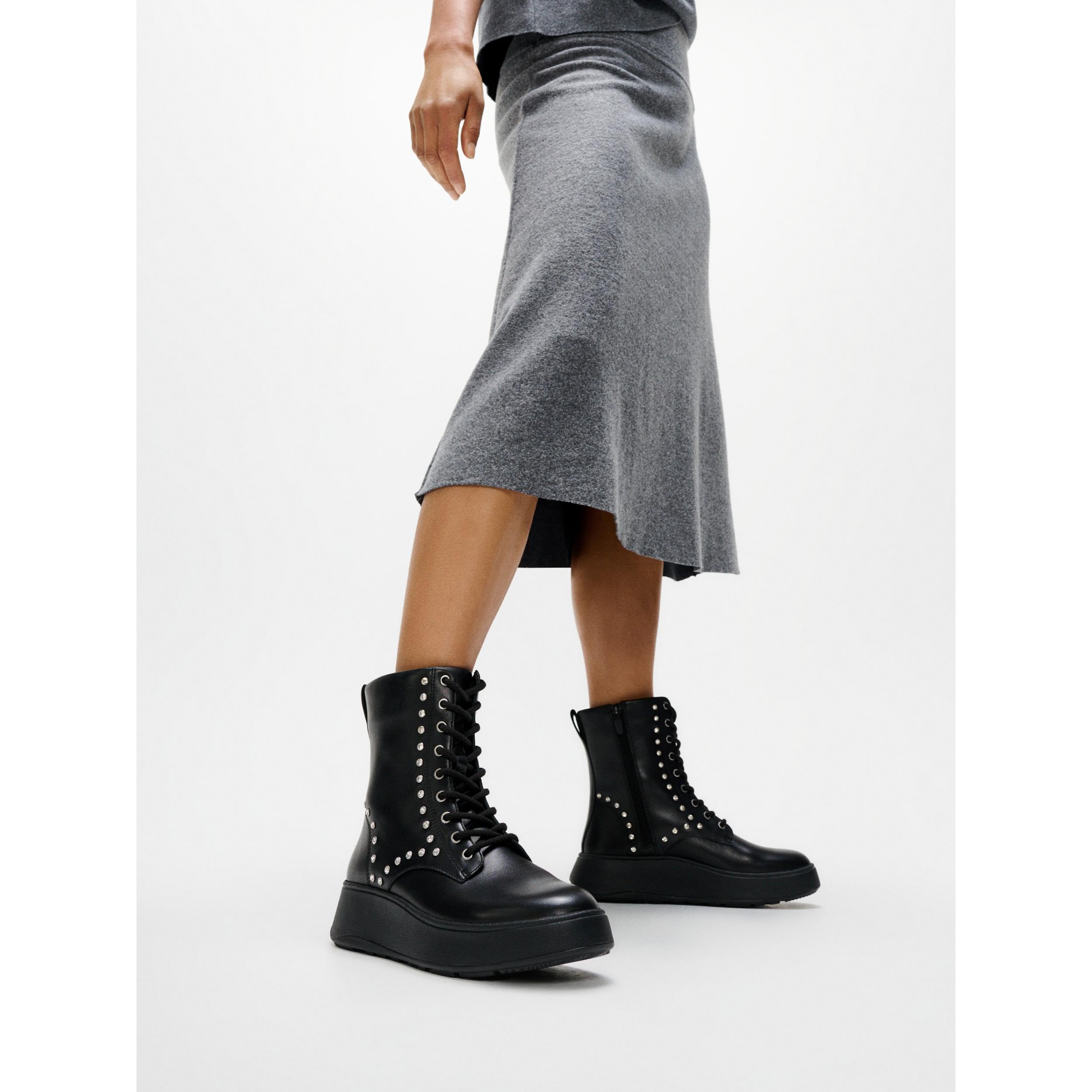 Fitflop F-Mode Gem-Trim Leather Lace-up Ankle Boots, Botas Cortas al Tobillo Mujer