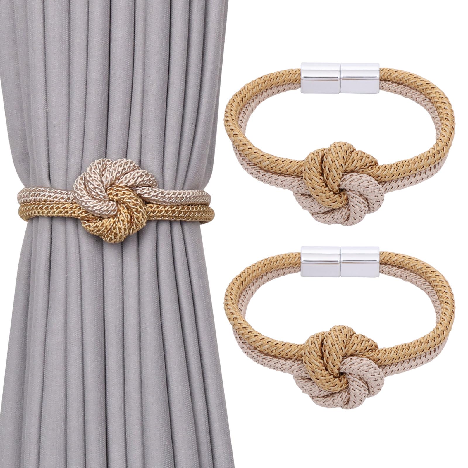 Pretty Jolly Flower‑Knot Curtain Tiebacks, Hand‑Woven Rope — image 1
