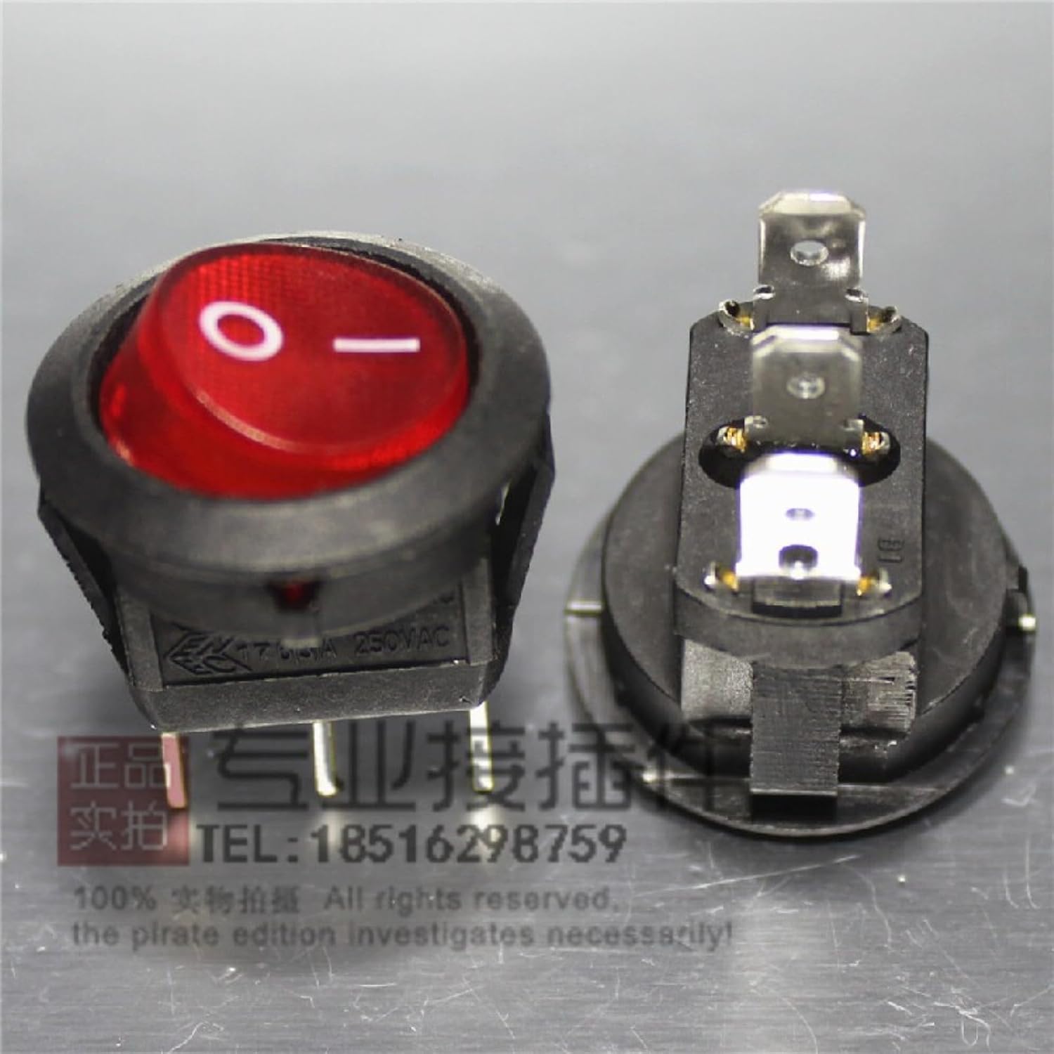 Boat Type Switch KCD8-11N 3 pin red 220V 6A
