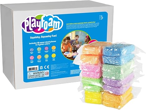 Educational Insights Playfoam Class Pack - Preschool Sensory Toys for Kids, Classroom Supplies, Moldable Squishy Modeling Foam, Fun Foam Slime for Kids 3-5, Sensory Bin Filler, Play Putty, 16 Pieces