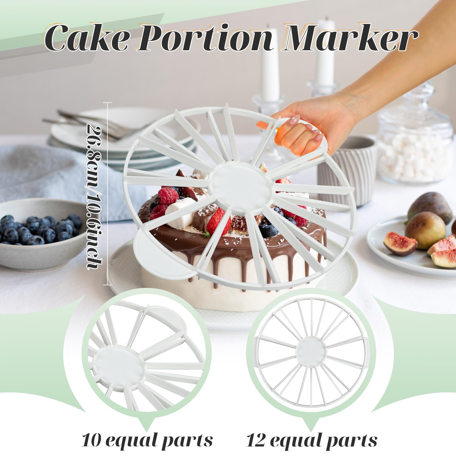 Cake Divider Set 3-Piece Adjustable - Equal Portion Cutter & Slice ...
