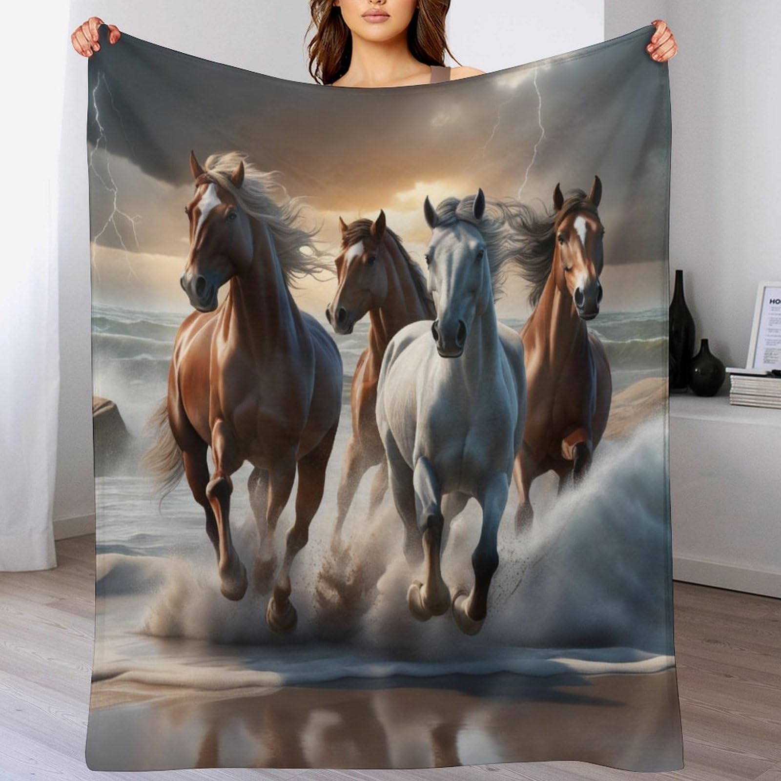 Couverture polaire flannel cheval de qualite superieure lit et canape