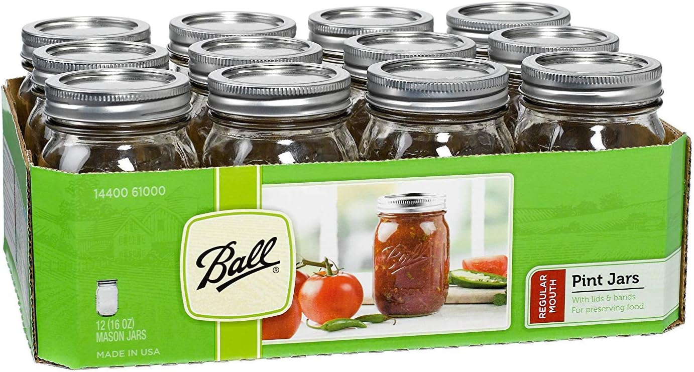Regular Mouth 16-Ounces Mason Jar with Lids and Bands (12-Units), 12-Pack, AS SHOWN