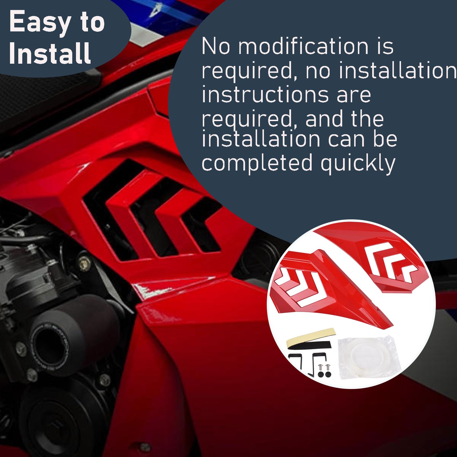 CBR650R Motorrad-Seitenflügelverkleidung Seitenverkleidung Spoilerverkleidung dekorative Abdeckungen kompatibel mit Honda CBR650R CBR 650R CBR 650 R Zubehör 2024 2025 (Rot)