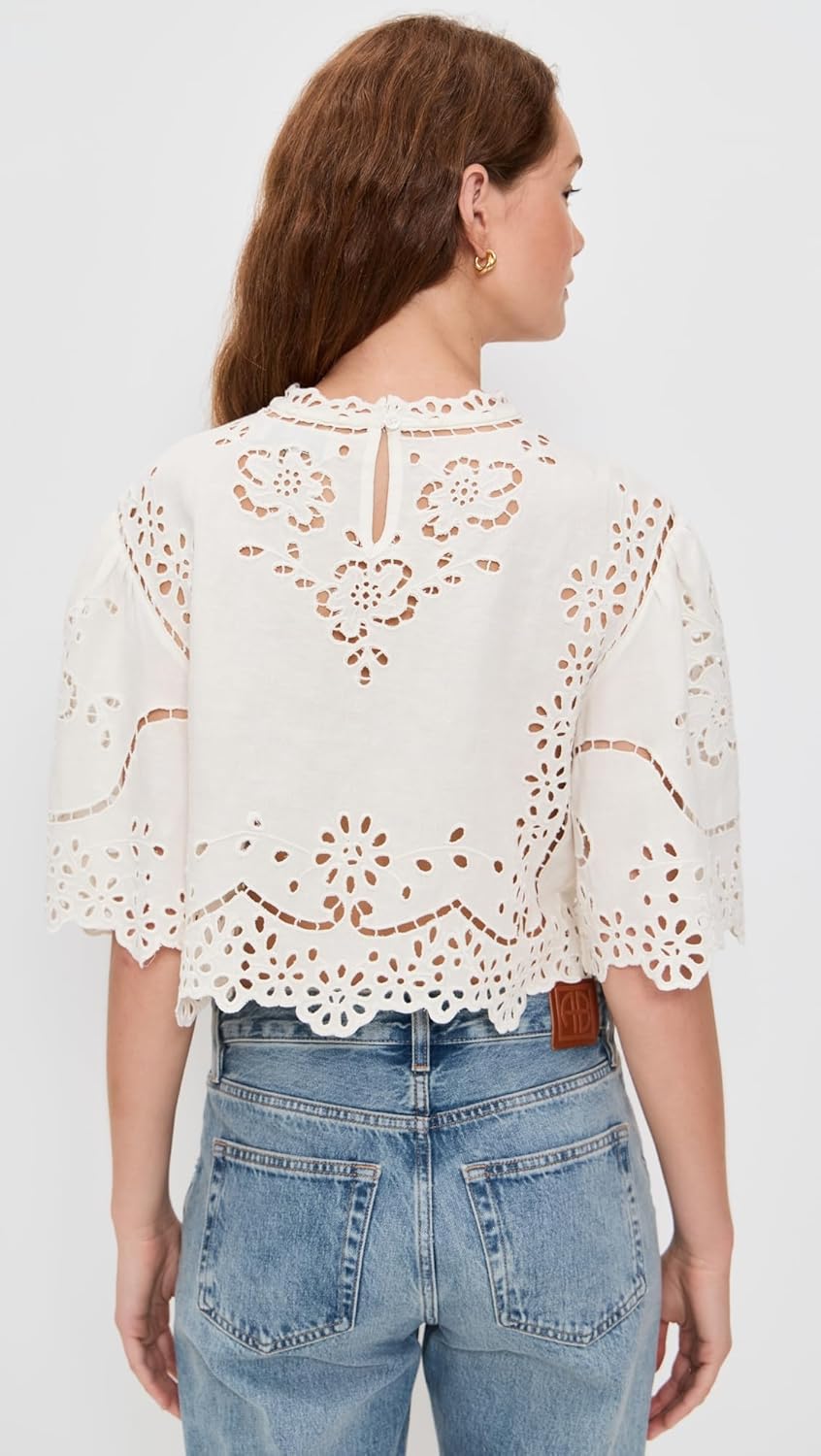 Sea Women's Lula Embroidery Short Sleeve Top - Image 3