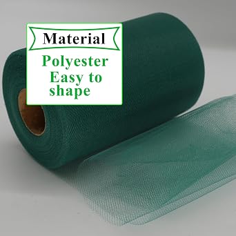 Tulle Fabric Rolls, 2 Pcs, 6 Inch by 100 Yards (300 feet) Fabric Spool Tulle Ribbon (Hunter Green, Red)