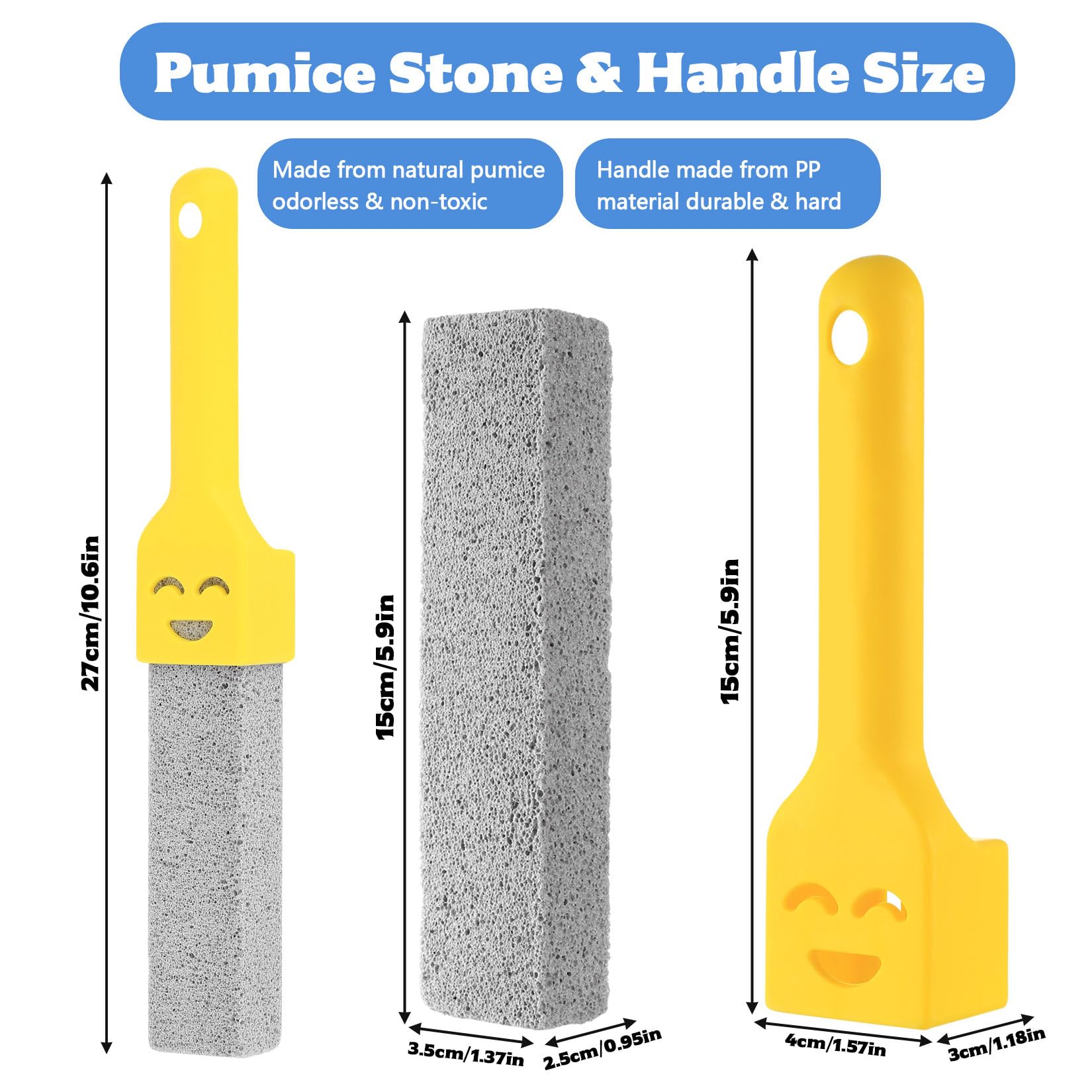 9 Pcs Piedra Pomez para Limpieza WC Baño, Bloque de Piedra Pómez Limpiador de Inodoro con 2 Mango, Pumice Stone Cleaning Block WC Reemplazable Natural para Limpiar Inodoros Piscina Baño Cocina