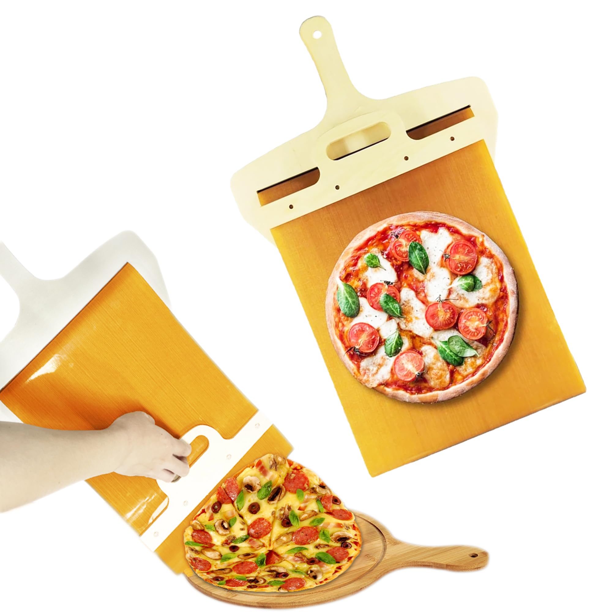 Sliding Pizza Peel Tool - Non-Stick Wood Spatula, Super Magic Mechanism, Perfect for Baking Bread, Cakes & More, Effortless Food Transfer
