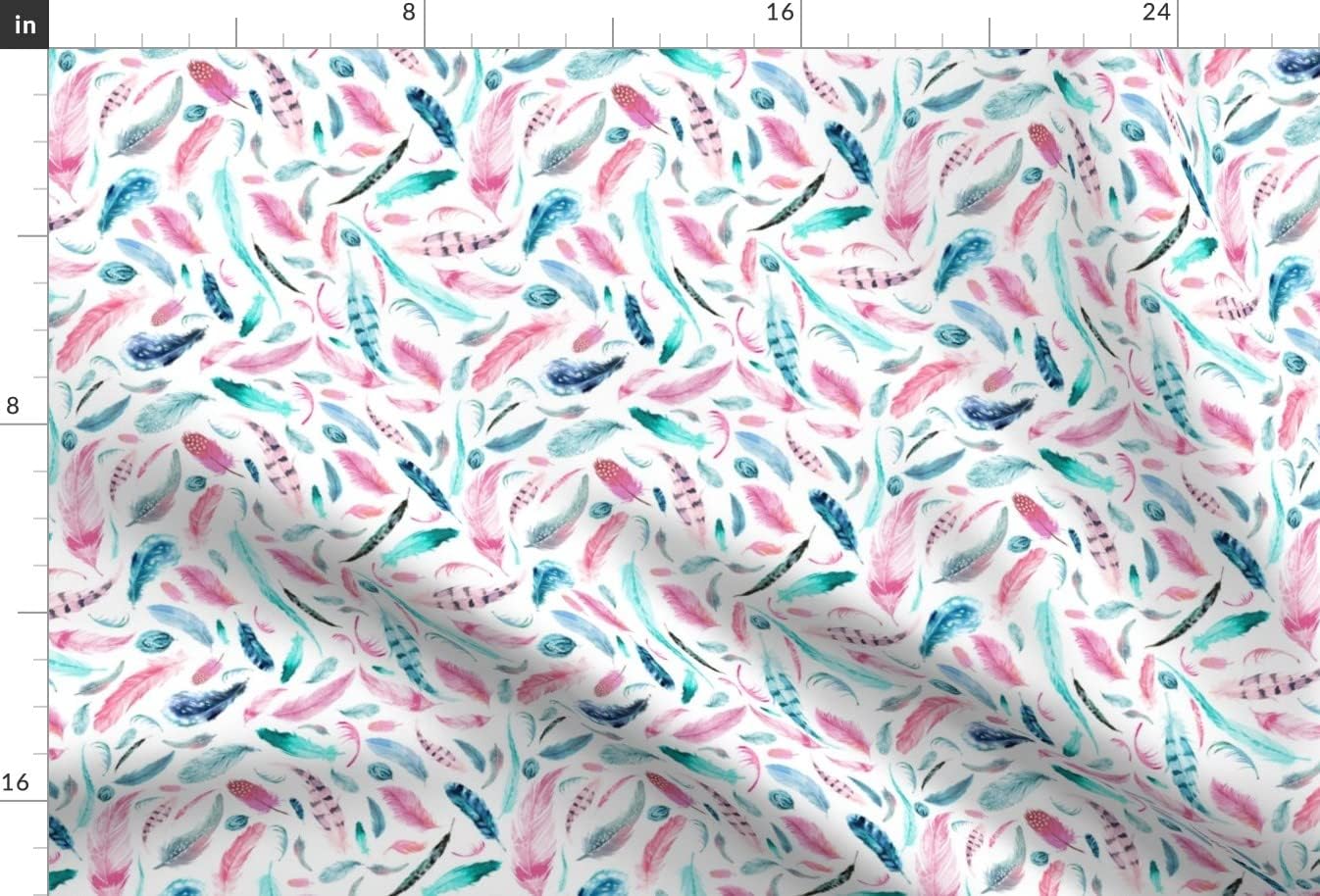 Spoonflower Fabric - Feather, Watercolor, Aqua, Pink, Pastel, Girl, Dream Catcher Printed on Upholstery Velvet Fabric Fat Quarter - Upholstery Home Decor Bottomweight Apparel