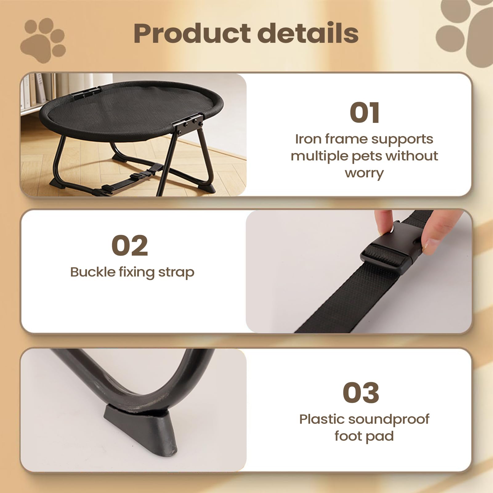 Genérico Lit pour Chien | Portable Respirant antidérapant | 57 x 41 x 26 cm Lit pour Chiens d'extérieur pour Animaux de Compagnie, Chats, Chiots, Dormir, se Reposer et Camper en Plein air