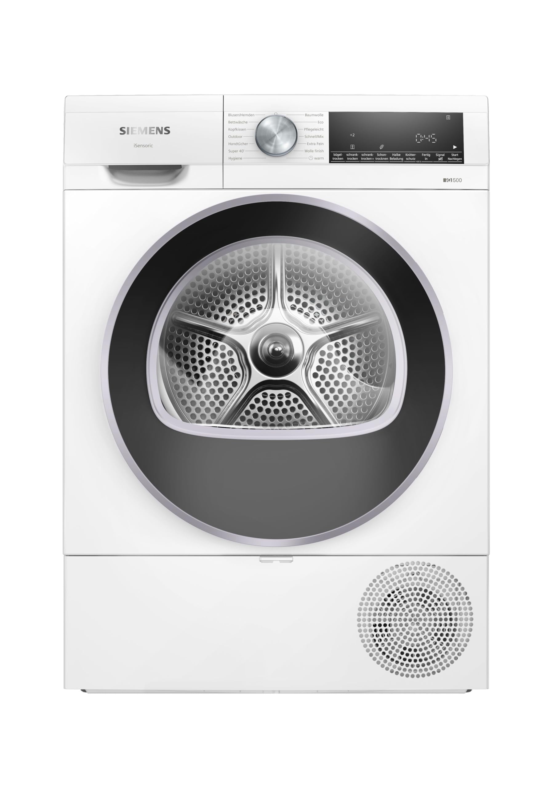 Siemens WQ43G2D0EM, iQ500, Smarter Wärmepumpentrockner 9 kg, autoDry, speedPack, Reversierende Trommel, Nachlegefunktion, halbe Beladung, Trommelinnenbeleuchtung, Weiß