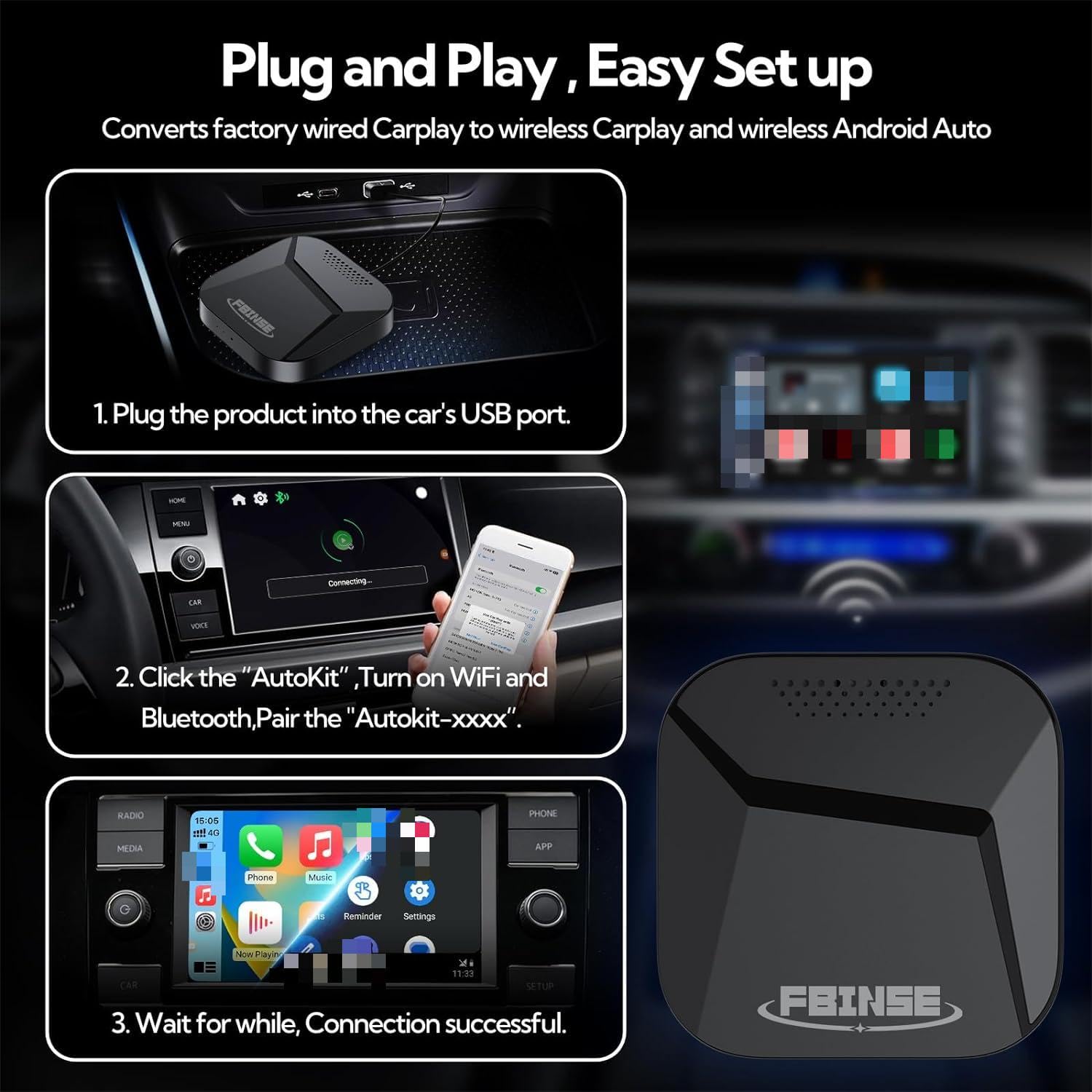 Amazon.co.jp: FBINSE AI Box CarPlay ワイヤレスカープレイCarPlay 