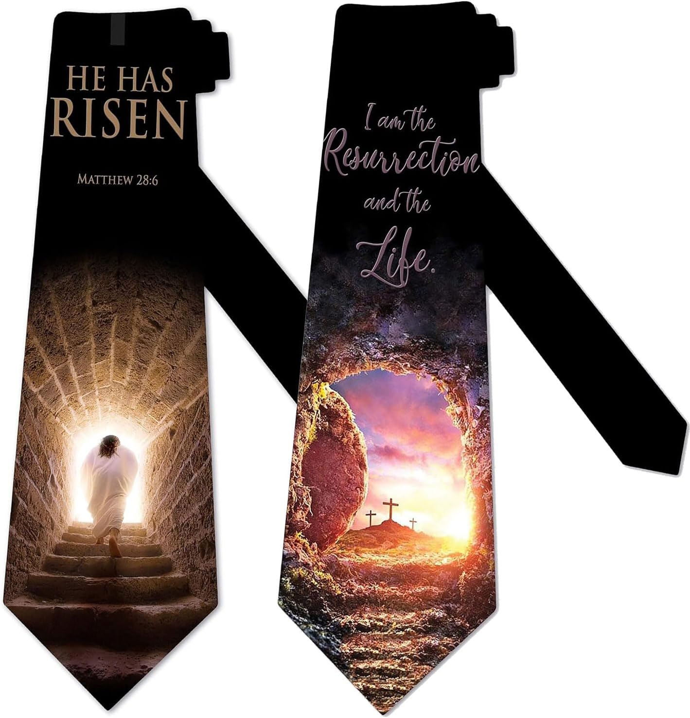 Three Rooker Religious Easter Ties Mens Cross Necktie Jesus